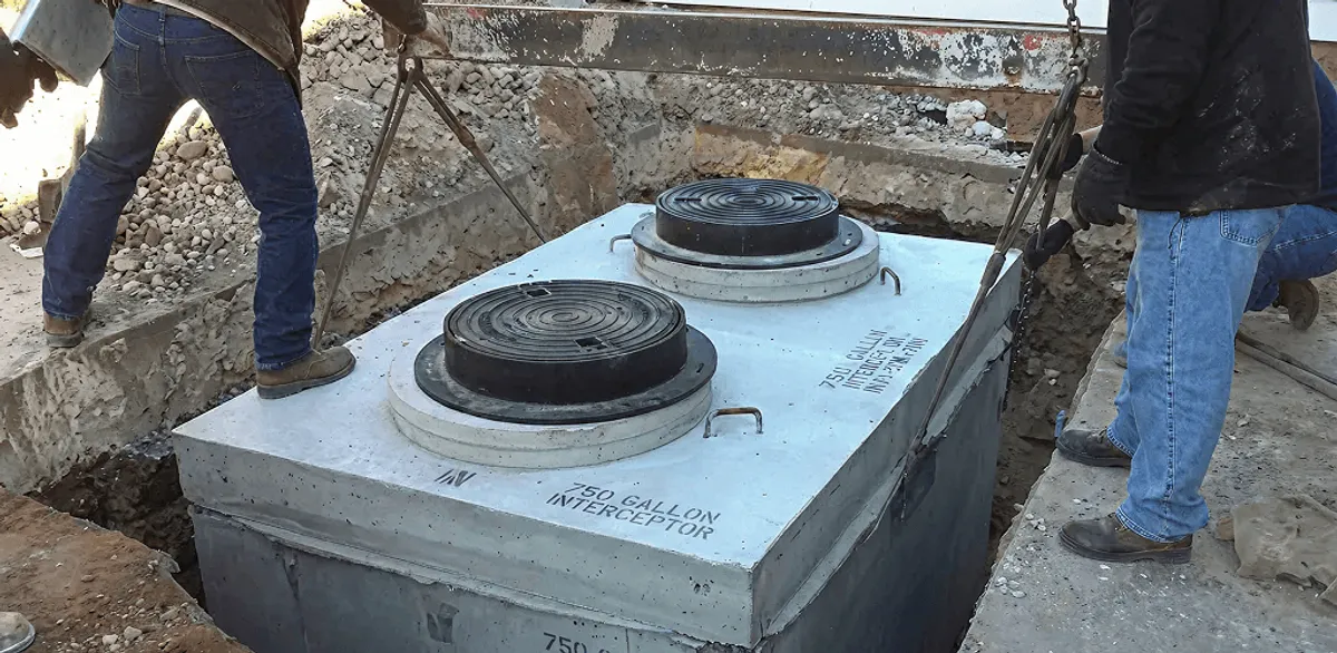Grease trap installation for a commercial property drainage system in Albany, NY
